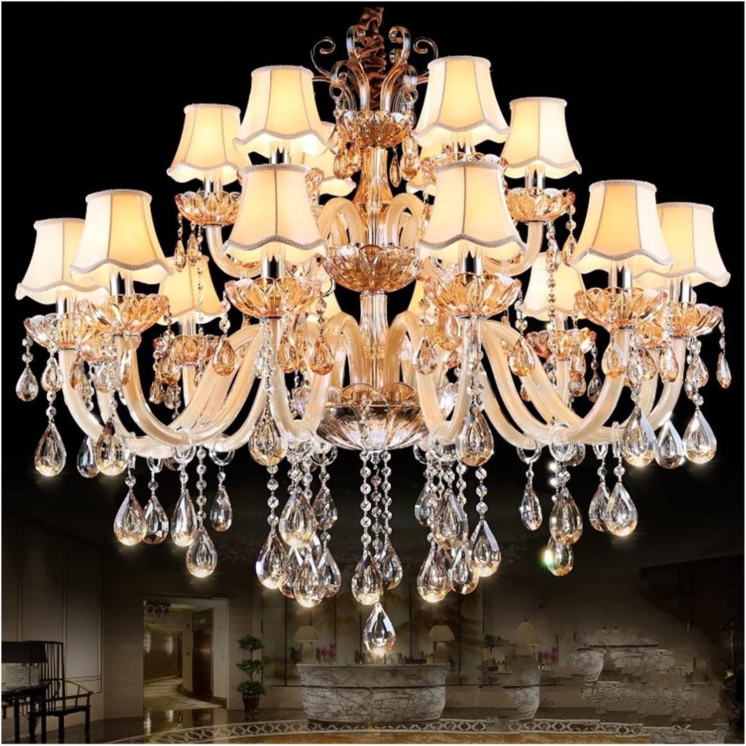Modern Luxury Crystal Lighting for Living Room European Lustre para with Shade Indoor Pendant Lamp Home Decorative (Colour: 6Lights) (18lights)