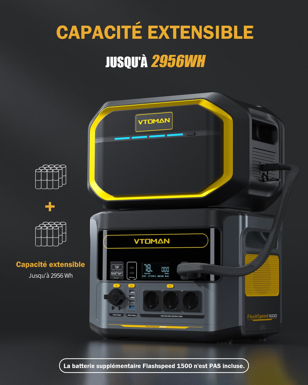 VTOMAN FlashSpeed1500 Station Électrique Portable- 200W Pro Panneau Solaire