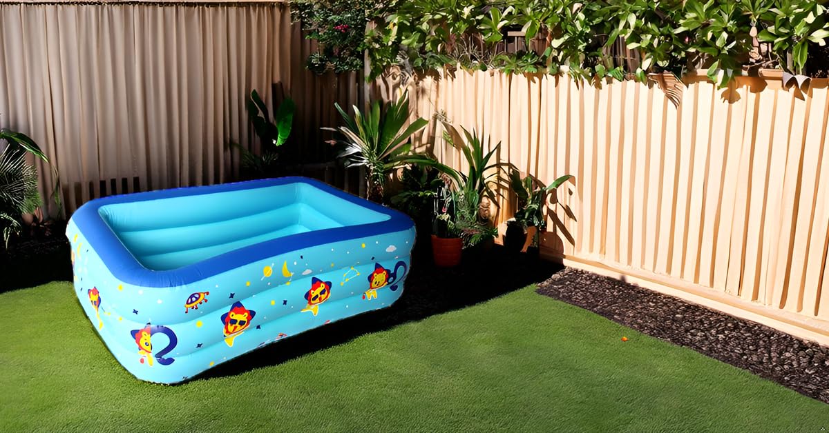 Inflatable Paddling Pool, 3 Rings Large Rectangular, 180cm, Family Swimming Pool for Adults, Indoor Outdoor - Image 2