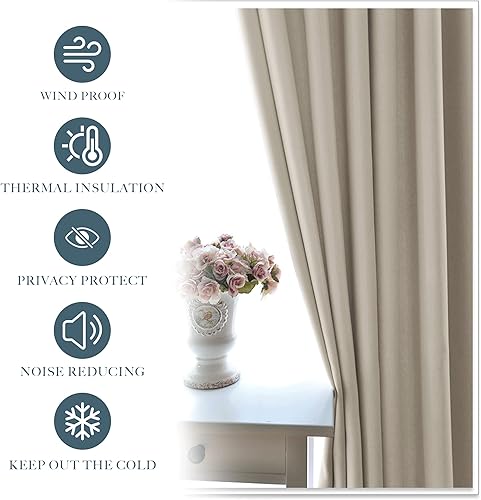 Miniatura 224 de PONY DANCE - Cortinas opacas aisladas térmicamente, set de 2 cortinas opacas con bolsillo para barra / pestaña trasera, paneles de cortinas opacas,