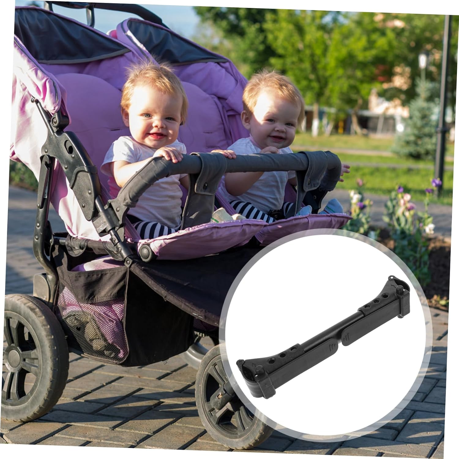 Twin Stroller Connector Adjustable Device for Easy Linking of Twin Strollers Heavy Duty Plastic Construction Compatible Models for Parents The Go