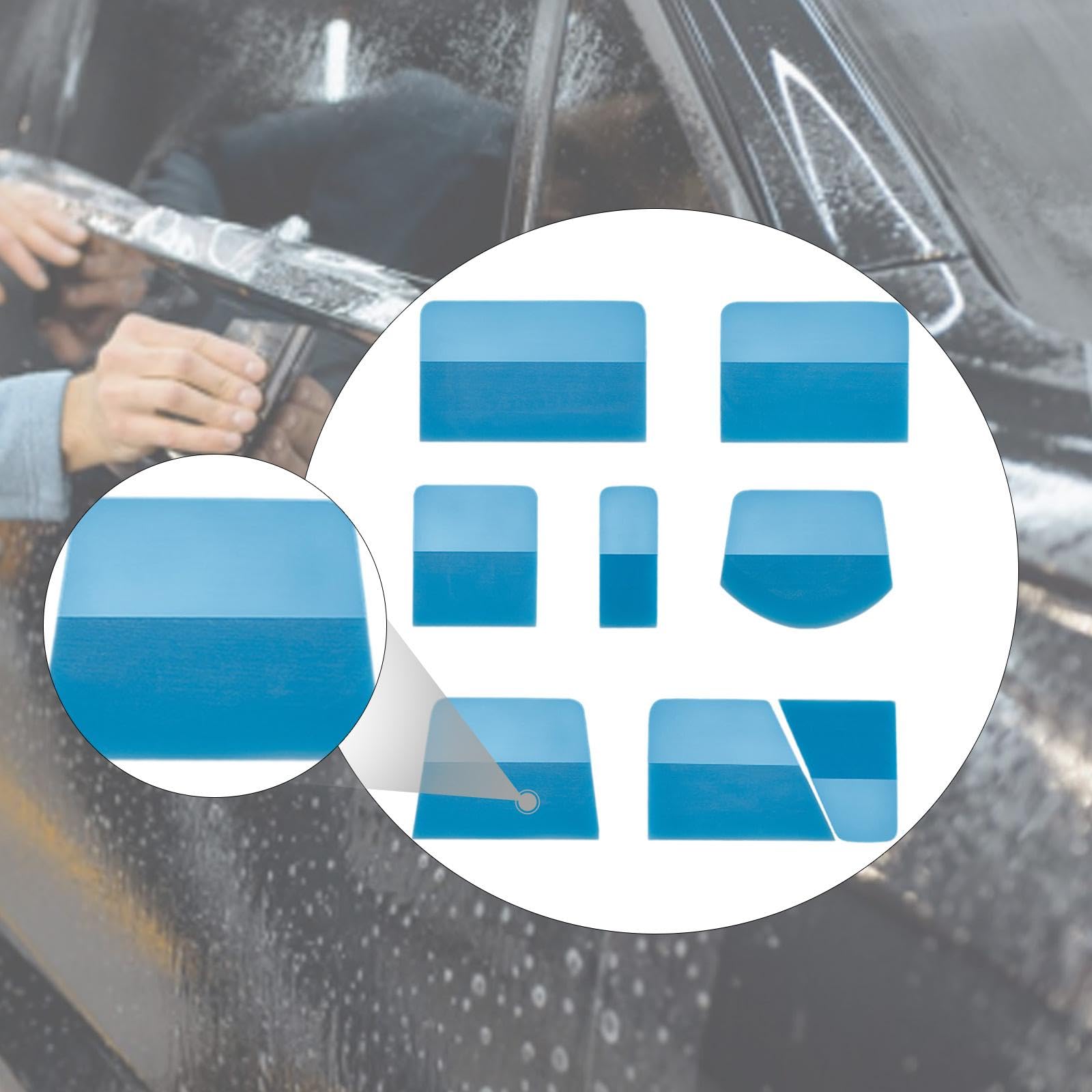 Kit PPF Squeegees per Pellicola Protettiva Auto Strumenti Vinile Finitura Professionale Rimozione Bolle Adatto per Avvolgimento Auto Tintatura Vetri, Blu