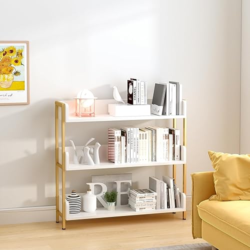 Miniatura 2 de Estantería amplia y abierta, moderna estantería de 3 niveles con tres paneles laterales para el hogar y la oficina, estantería de almacenamiento en