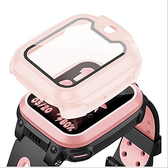 GIOPUEY Case Compatible with imoo Watch Phone Z1, Glass Protective Film + Hard Plastic Bezel Cover - pink