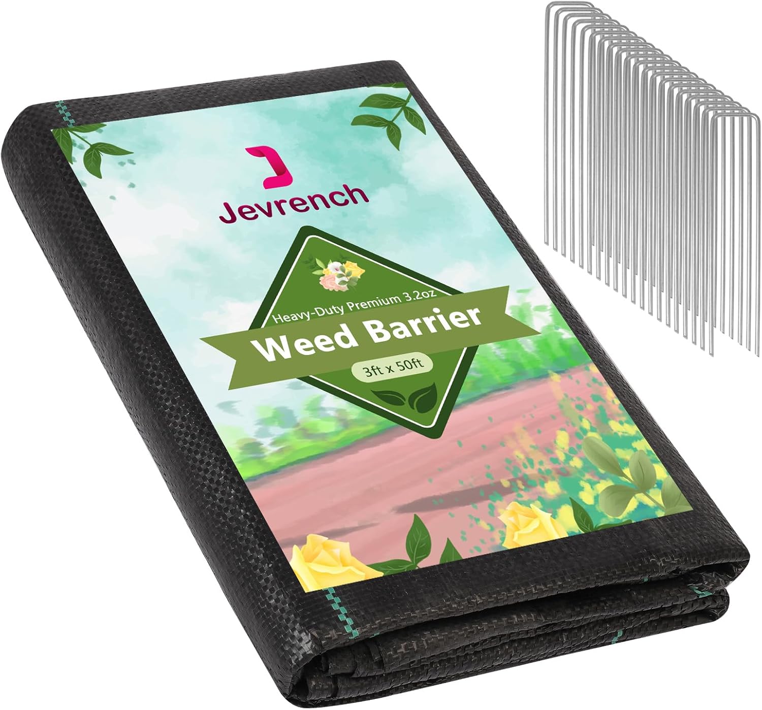 5oz Weed Barrier Landscape Fabric Heavy Duty, 3ft x 100ft Dual-Layer Premium Garden Landscaping Fabric, Ground Cover Weed Control Fabric Outdoor Weed Mat Garden Lawn Fabric