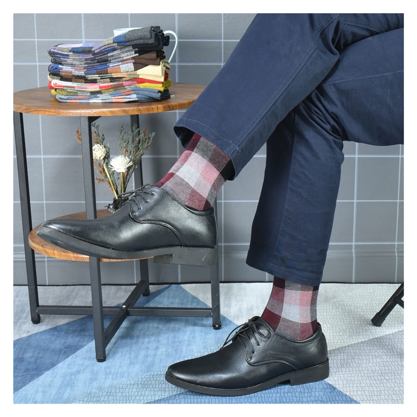 ZZSRJ Herren Socken Mode Design Casual Cotton Socken Business Socken (Color : 5 Pairs, Größe : US(6-9.5) EUR(38-43))