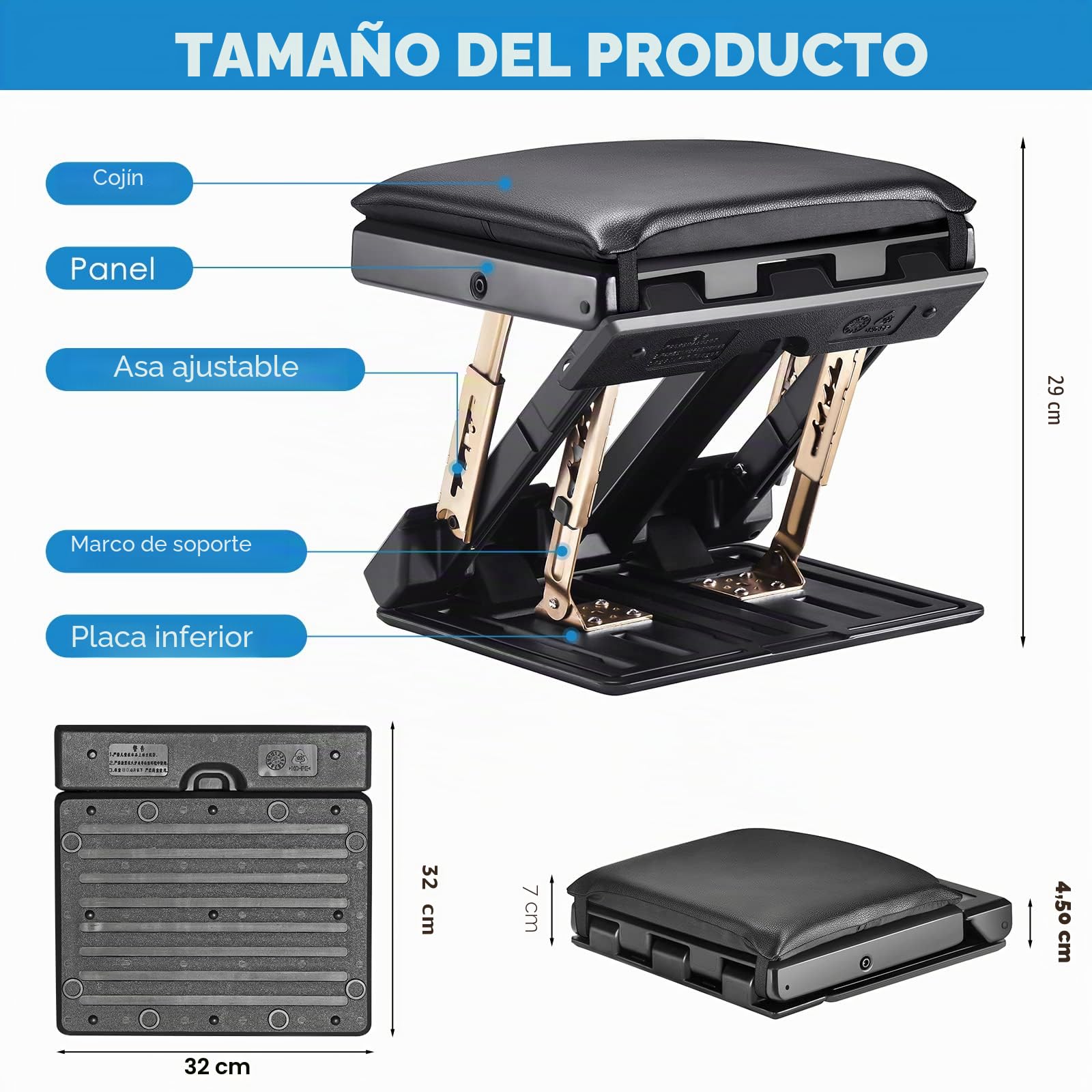 Reposapies de Oficina, Reposa pies Trabajo Oficina con Altura Regulable, Reposa pies Escritorio Ergonómico con Cojín Suave, Función de Masaje, Carga de 55kg, Adecuado para el Hogar, la Oficina