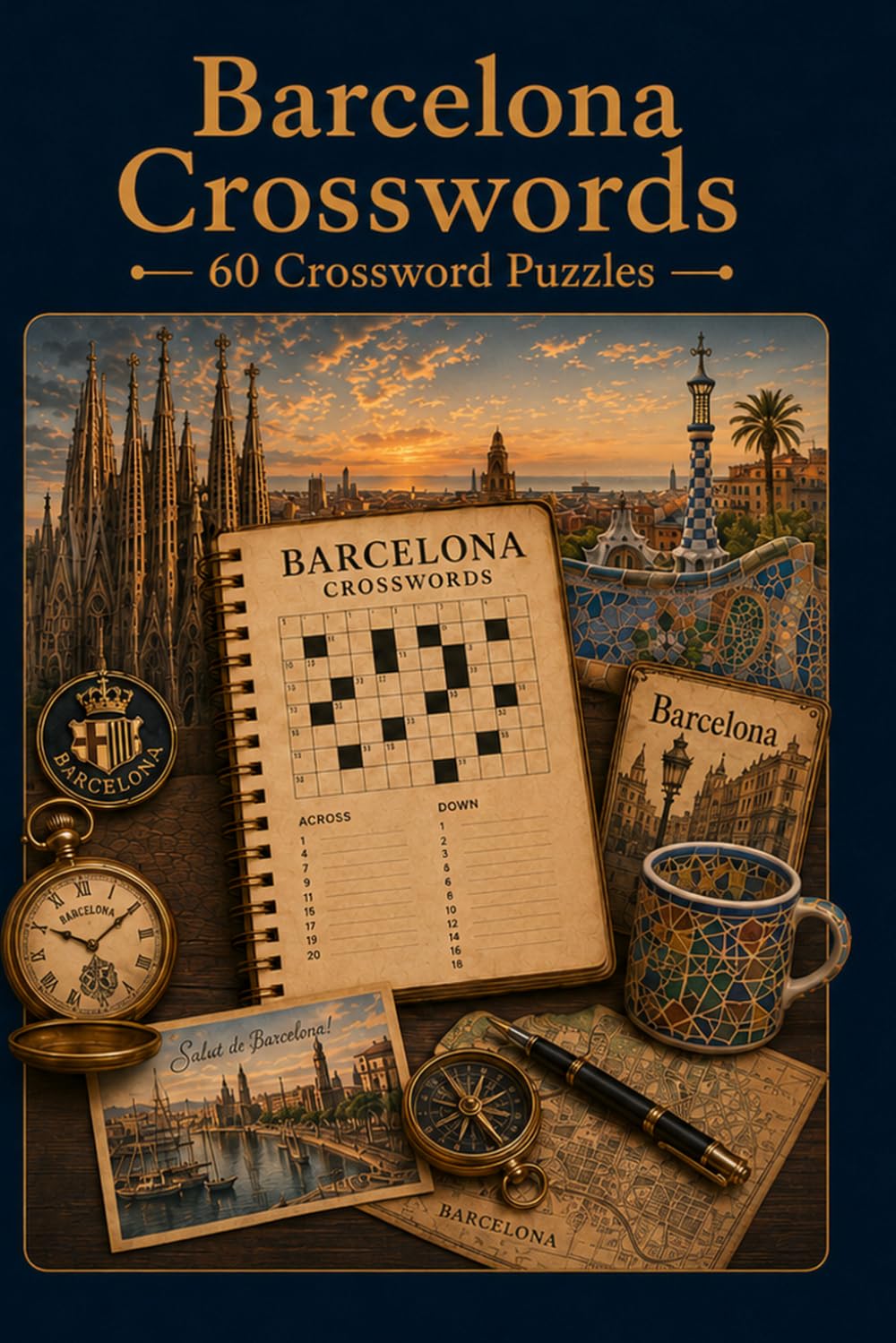 Barcelona Crosswords 60 Crossword Puzzles: | 6x9 Inches, 120 Pages | 60 crossword Puzzles | Solutions Included|