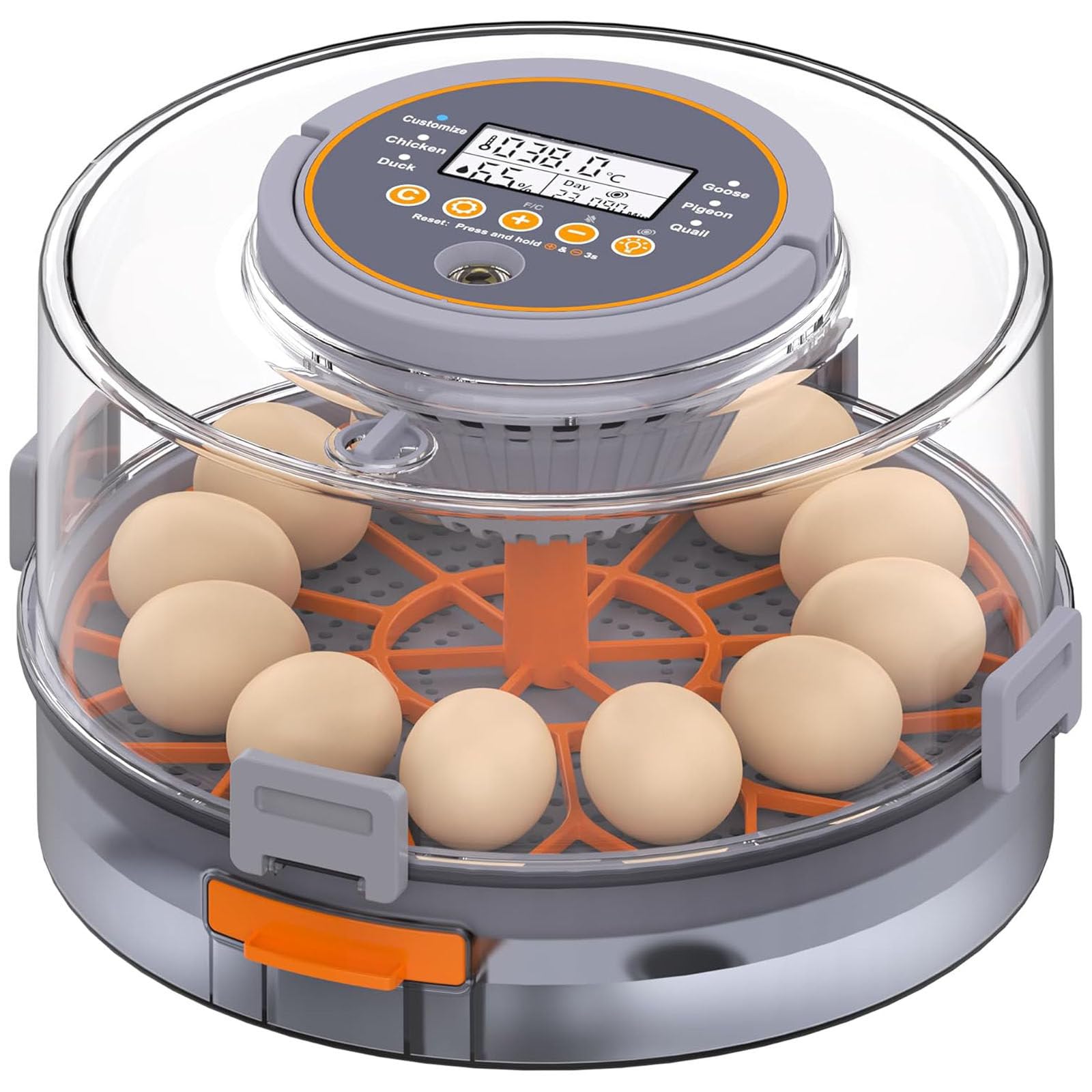 Incubadora de huevos para incubar huevos con control de temperatura, giro automático de huevos, visualización de humedad, vela de huevo para pollo, pato, ganso y codorniz