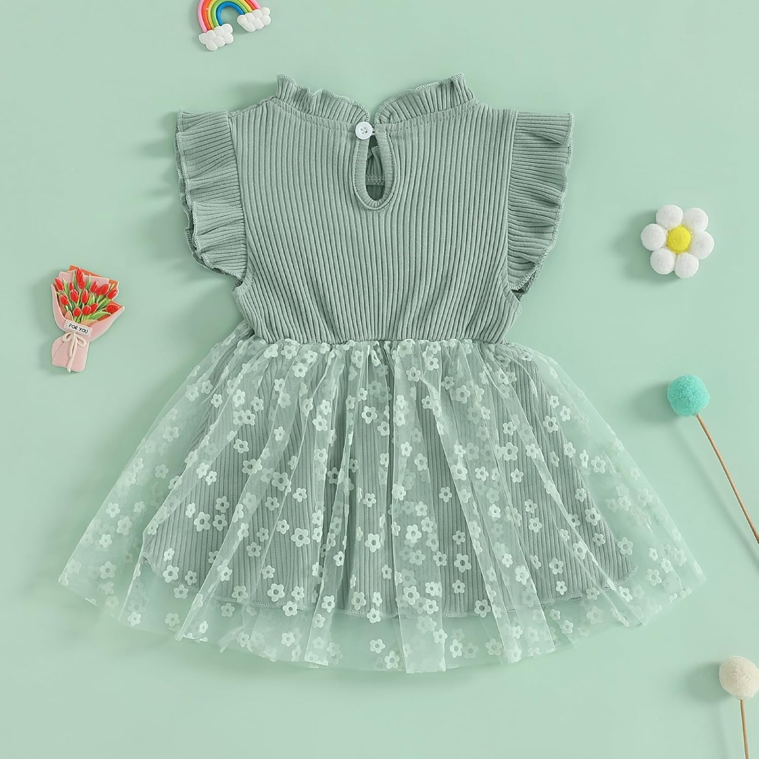 6M-4T Baby Girl Dress 3D Flower Lace Tulle Dresses Princess Dress Toddler Dresses Little Girls Summer Clothes - Image 4