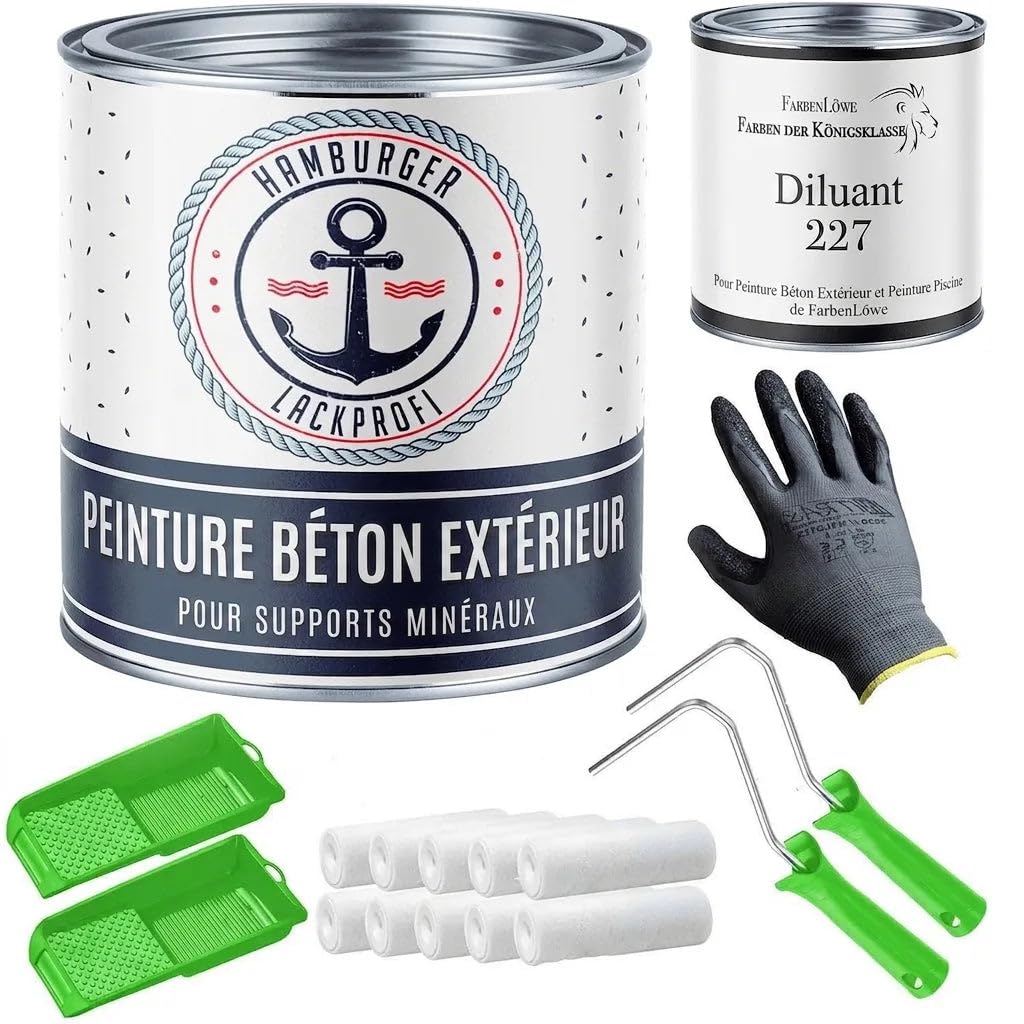 Peinture béton extérieur satiné jaune sable RAL 1002 jaune Peinture sol résine sol revêtement béton façade (2,5 L) Hamburger Lack-Profi