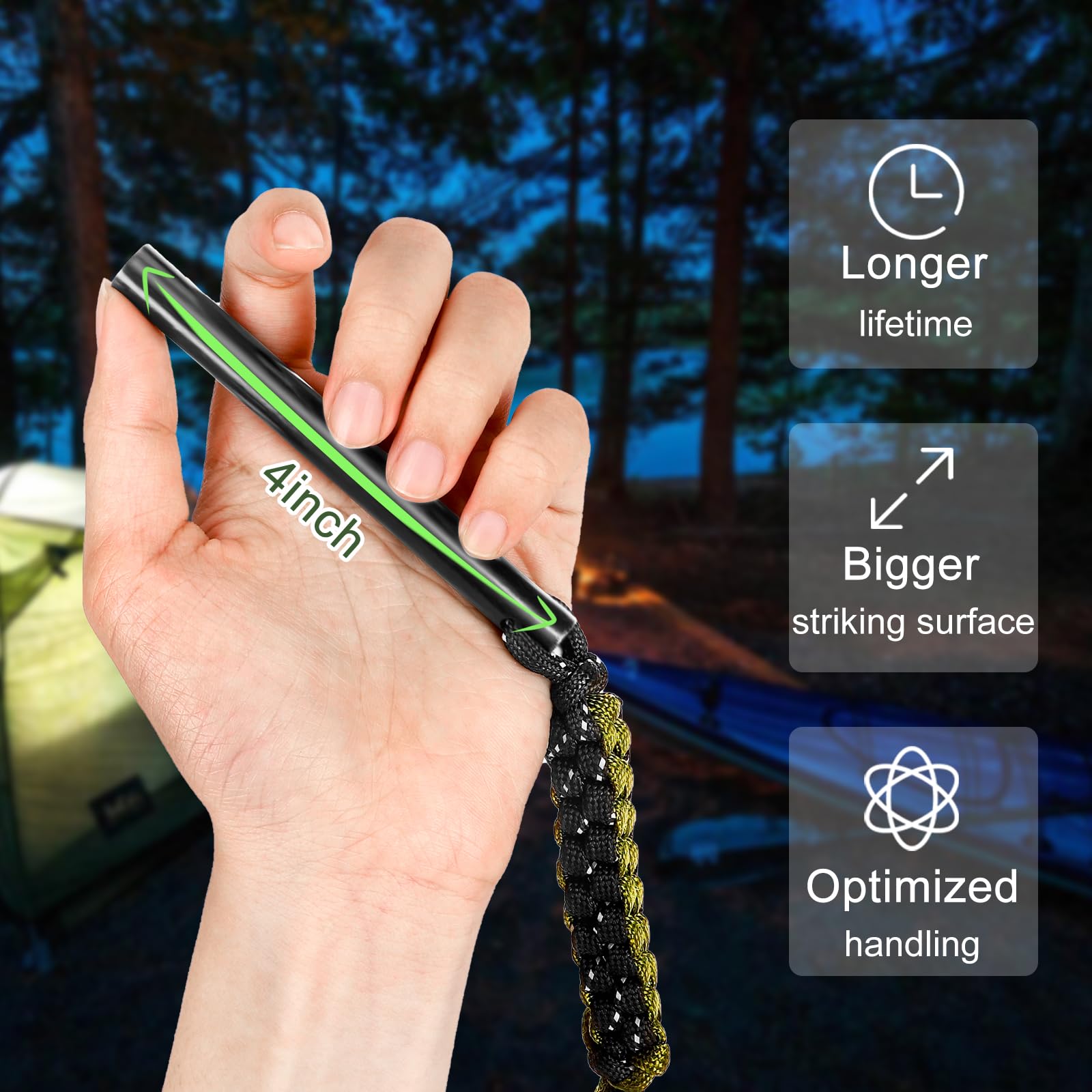 Flint Steel Luminous Handle Glow In The Dark Mini Firesteel Fire Starter Magnesium Fire Starter Lighter Flint Stone Fire Steel Outdoor Survival Camping Lighter - Foto 3