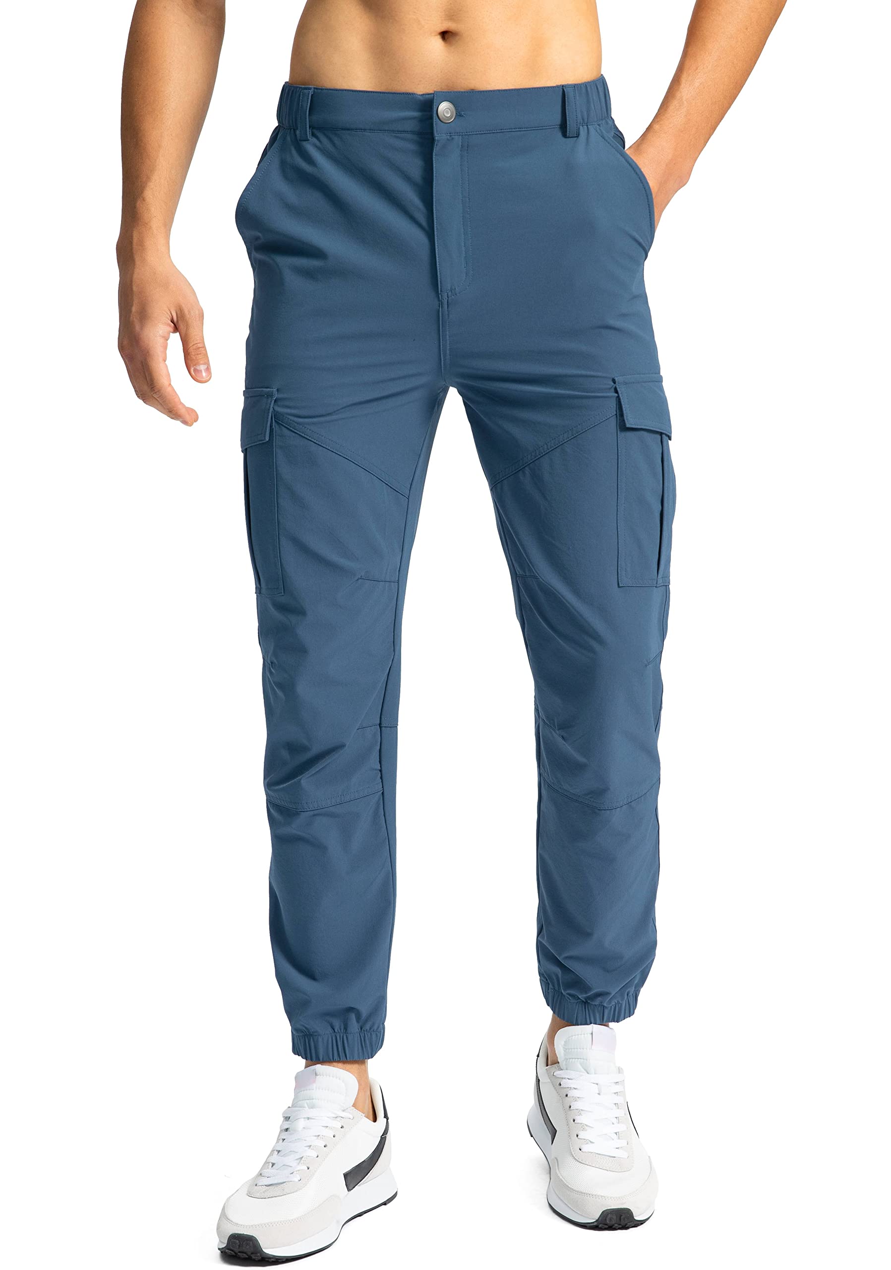 Pinkbomb Men's Hiking Cargo Pants with 7 Pockets Slim Fit Stretch Joggers Golf Cargo Work Pants for Men