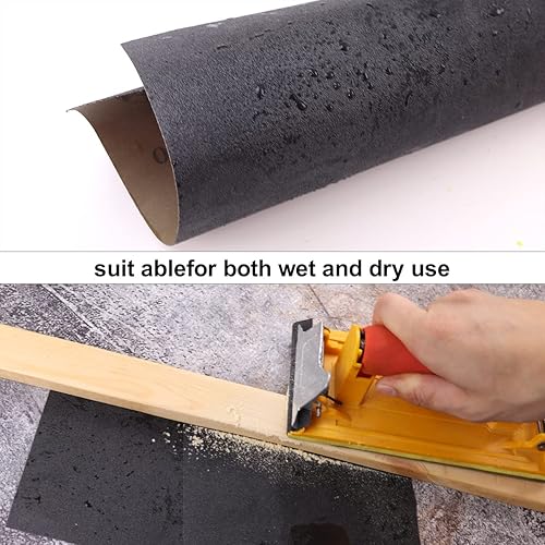 Miniatura 3 de Papel de lija de grano 100, 10 unidades, 9 x 11 pulgadas, hojas completas de carburo de silicio de primera calidad, papel de arena para acabado de