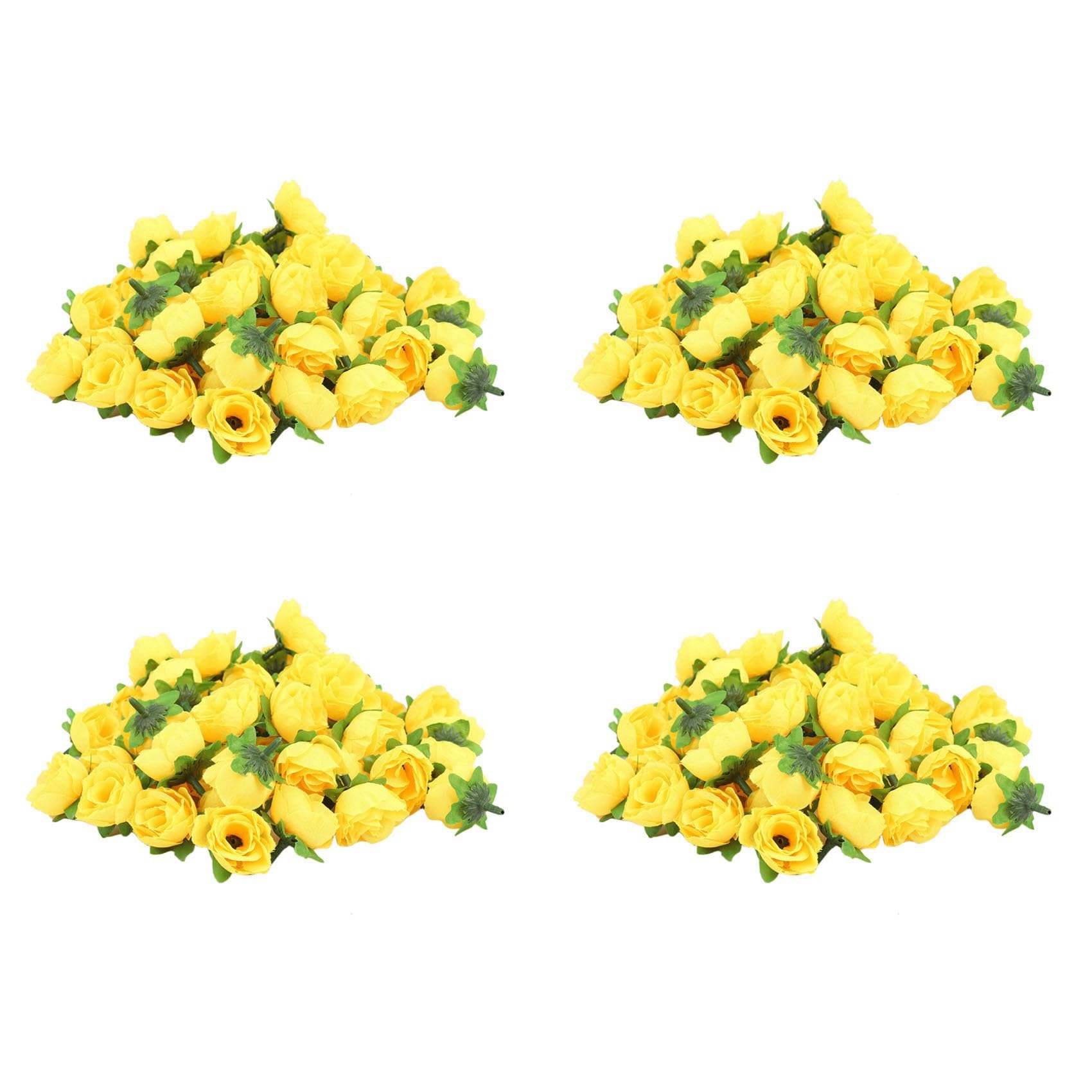 Hndhbfgrt Yellow Fabric Silk Artificial Rose Flower Heads for Decoration Pack of 200pcs