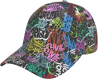 Funny Graffiti Hats Colorful Graffiti Baseball Cap Adjustable Snapback Trucker Hat for Women Men