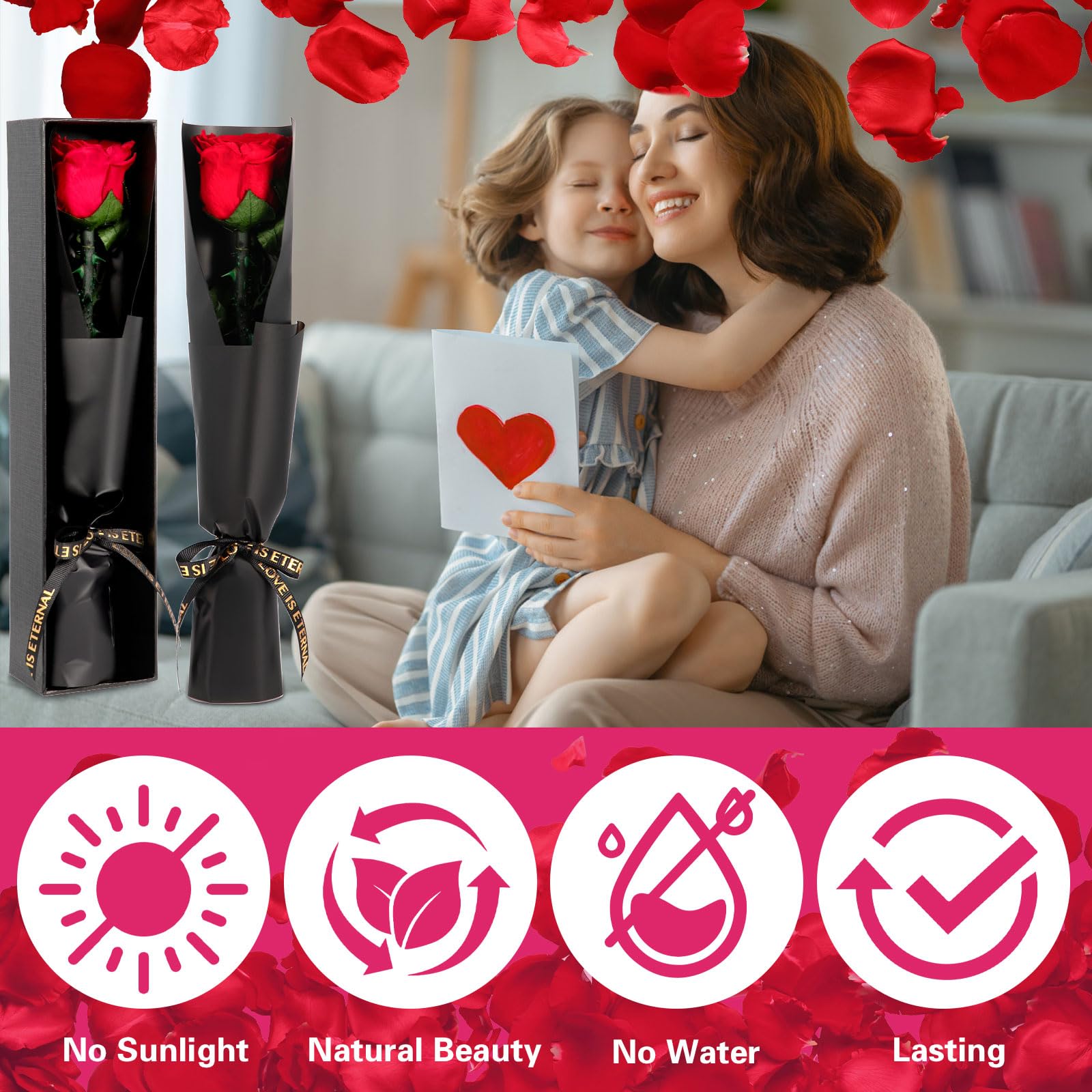 Rosa Eterna Stabilizzata Vera in Scatola Regalo per Donna