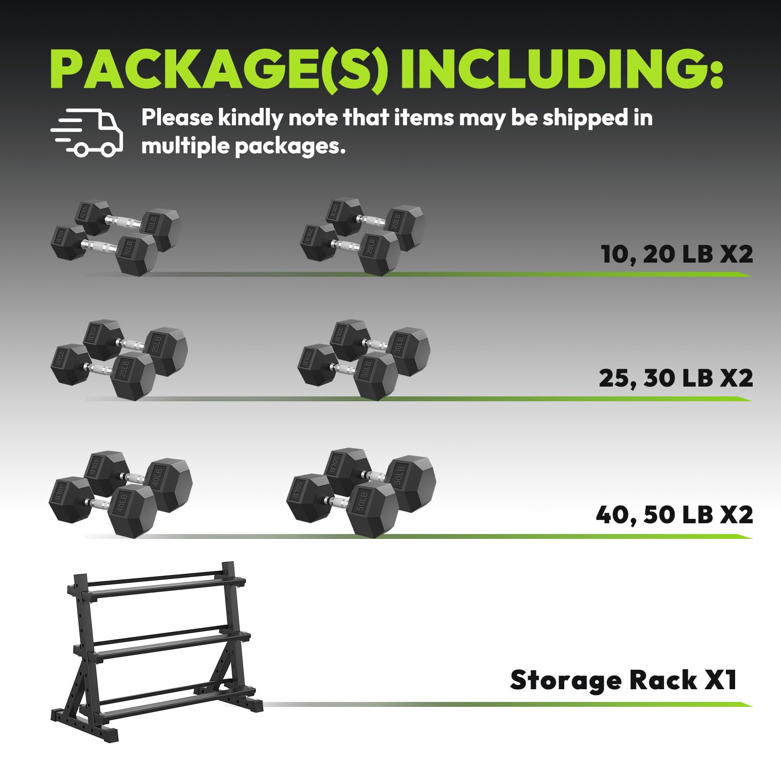 Rubber Coated Hex Dumbbell Set with Rack, 300-840 lb | Fixed Weights Sets with Heavy Duty Storage Stand, Multiple Weight Options Home Gym Equipment for Strength Training