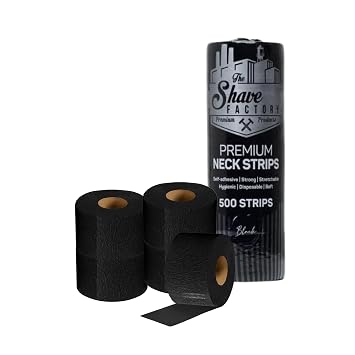 The Shave Factory Black Neck Strip, Disposable Barber Paper Roll, Protects Your Neck, Hygienic Option for Barbers, Unisex, All Ages