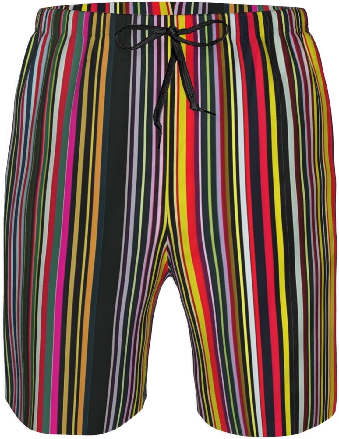 Mens Colored Stripes Vertical Print Beach Shorts,Casual Summer Shorts for Men,Quick Dry Polyester