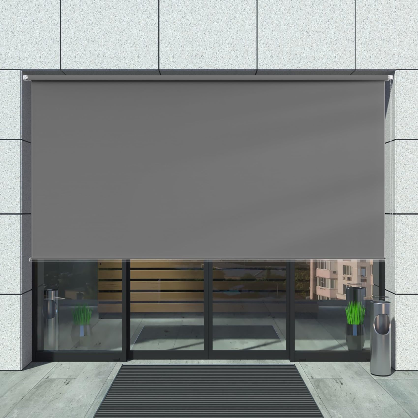 Store Enrouleur Occultant 105 x 100 cm, Protéger Privée & Protection UV, Bandes Translucides Occultantes, sans perçage Facile à Montage, pour s'adapter à n'importe Fenêtre, Gris Foncé
