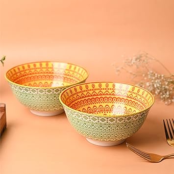 Market99 Floral Bowl Set of 2 (650Ml) | Katori/Bowls for Vegetable, Cereals,Small Serving Bowl for Home Kitchen Dining Table