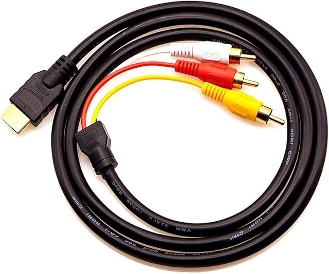Chenduomi HDMI to AV Converter 1080p HDMI to 3RCA /AV/CVBS Composite Video Audio Adapter (black) (HDMI to 3rca cable, black)