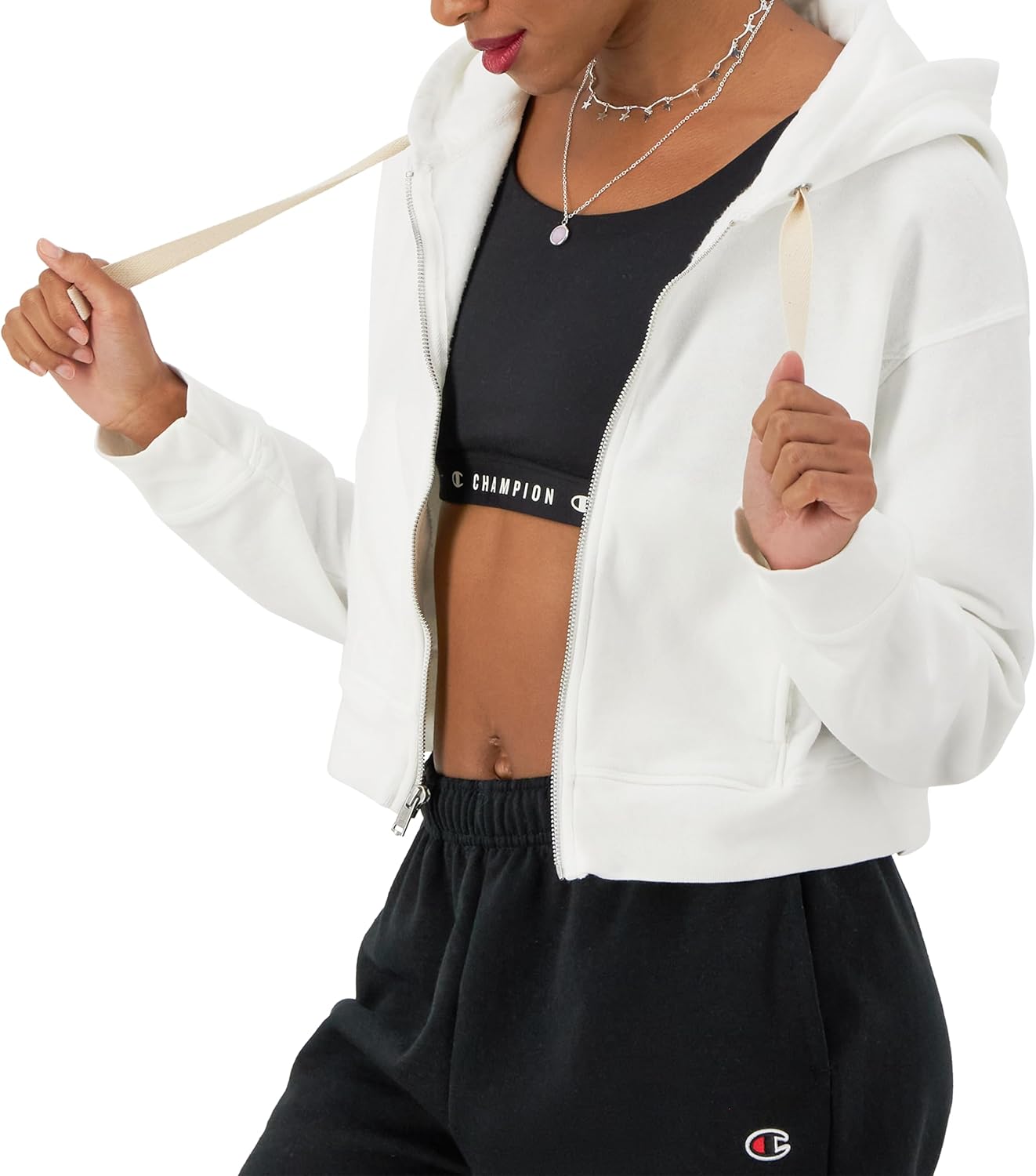 Champion Women's Sweatshirt, Vintage Wash Hoodie, Zip-up Hoodie With Vintage Wash for Women - Image 3