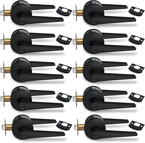 MD8820-DB-BK-10P - Manija de puerta de privacidad sólida para dormitorio y baño, acabado negro mate