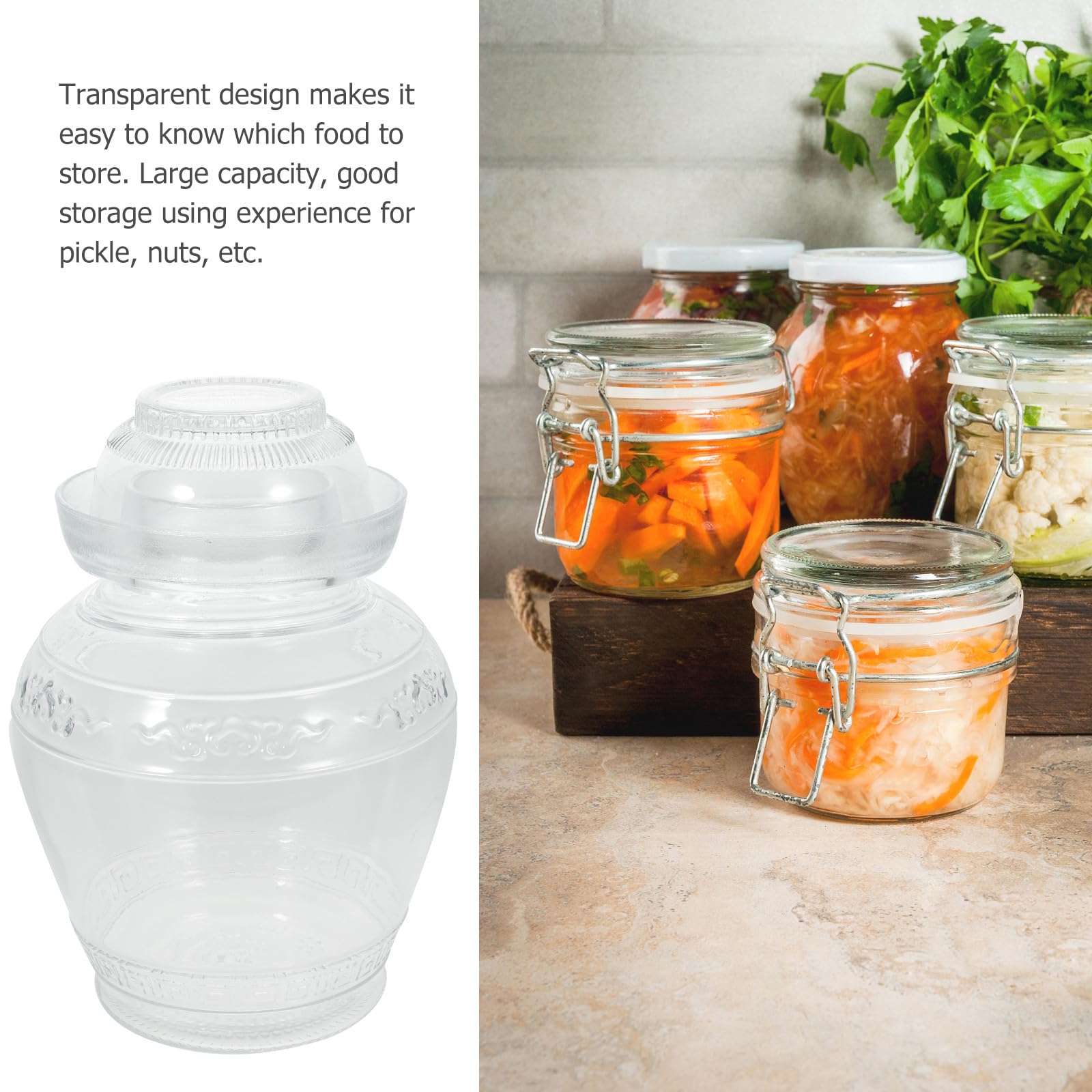 SEWACC Aufbewahrungsglas aus Glas 5 kg Transparentes Einmachglas für Küche Einlegen mit Frischhalteeigenschaft