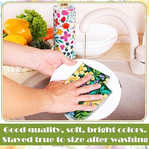 Miniatura 5 de Redbaker 30 rollos de toallas de papel reutilizables, toallas de cocina lavables a granel, sin papel, servilletas de mano de algodón con cartón,