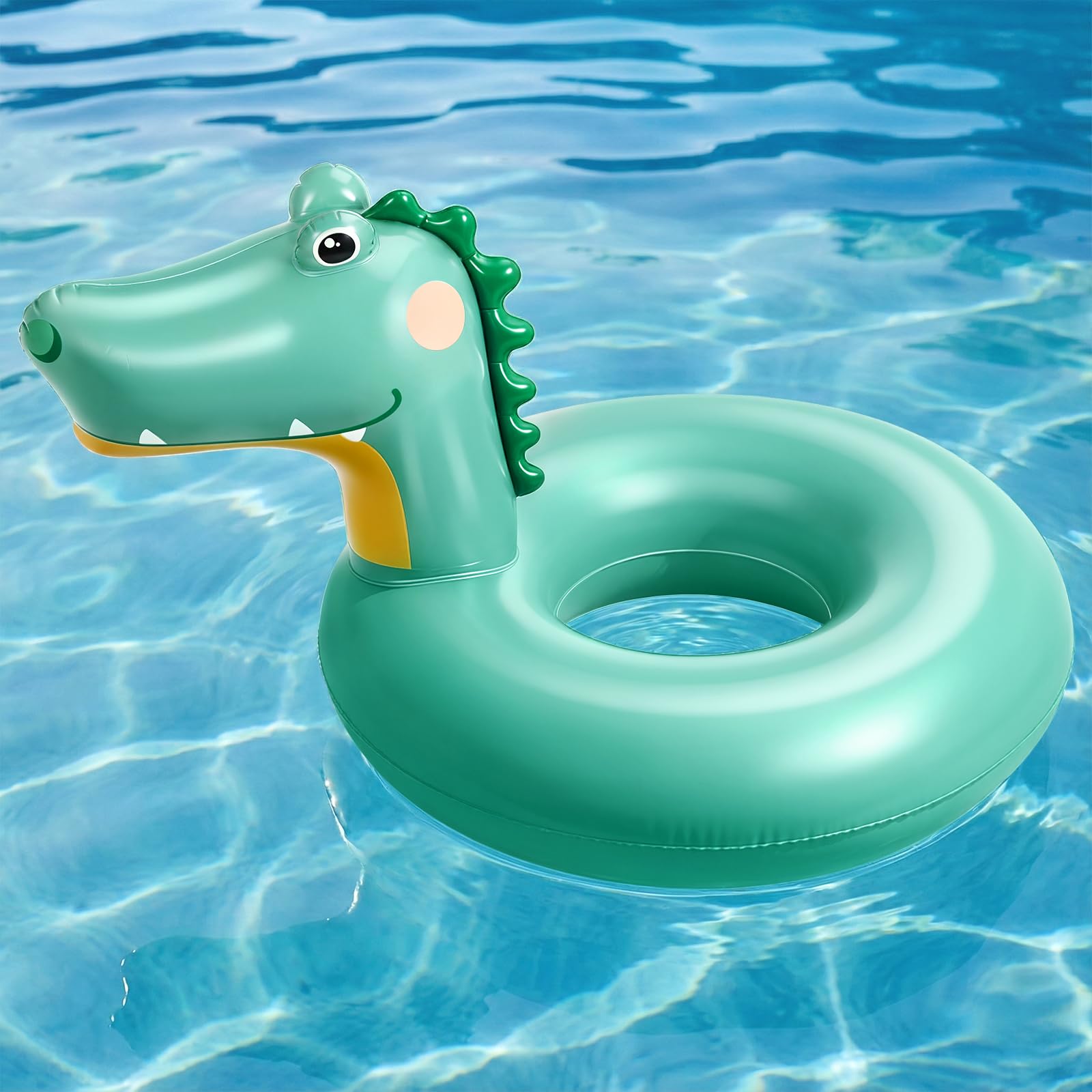 MoKo Swim Pool Floats for Toddler, Inflatable Floaties, Swimming Pool Tubes for Kids, Cartoon Design, Outdoor Water Toys, Summer Beach Party Supplies for Child, 70#, Lake Blue Dinosaur โ image 1
