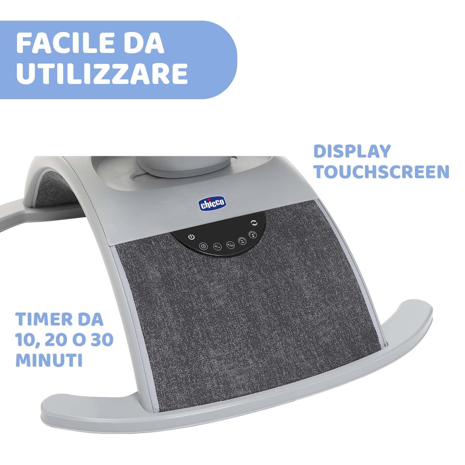 Chicco Comfy Wave, Sdraietta Elettronica, Altalena Elettronica per Bambini, con Movimenti e Melodie, Schienale Reclinabile, Tessuto Traspirante e Sfoderabile, Barra Gioco, Sdraietta Neonato, 0 Mesi+