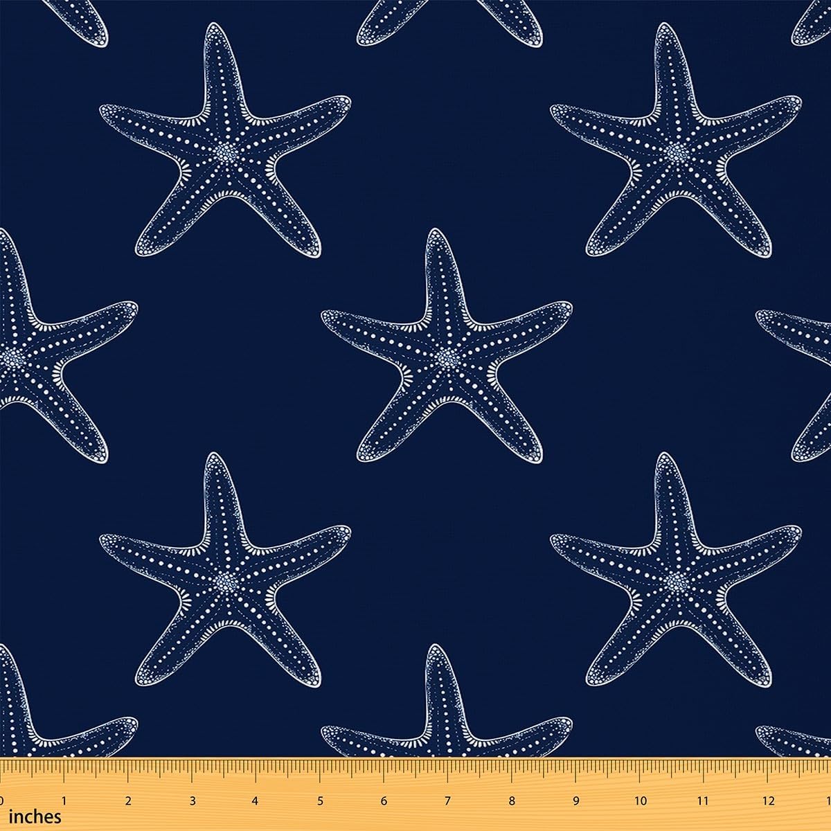 Starfish Fabric by The Yard Cute Navy Blue Wild Sealife Fabrics for Sewing Supplies Coastal Creature Print Ocean Theme Fabric for DIY Upholstery and Home Accents 3 Yards,108" L x 59" W