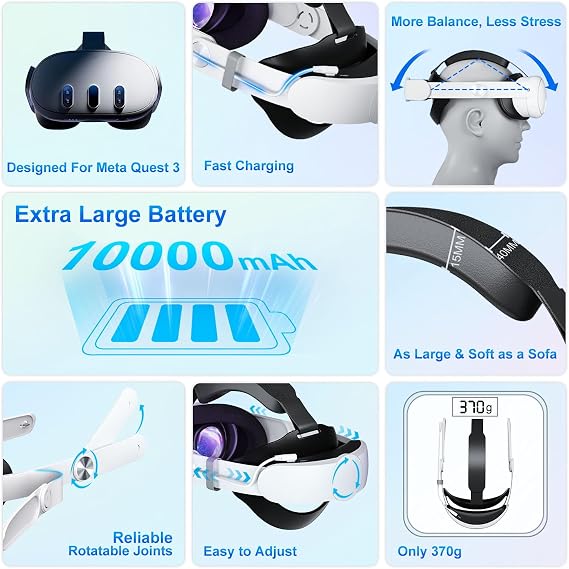 VR Gorilla Tag Long Arms/Stick for Quest 2 Hand Controllers, 10000mAh Head Strap Battery Compatible with Meta Quest 3