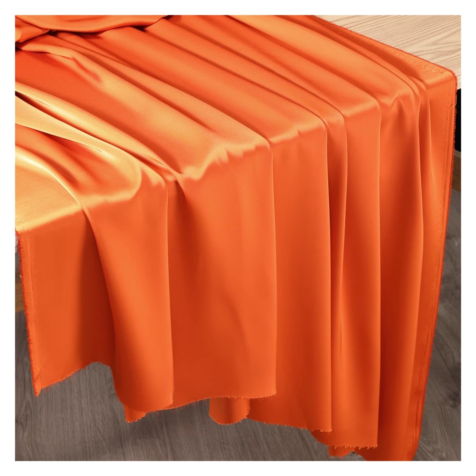 Satin Fabric Double Faced Acetate Satin Fabric Luxury Silk Like Bridal Wedding Dress Cheongsam Evening Gown for Craft(Orange)