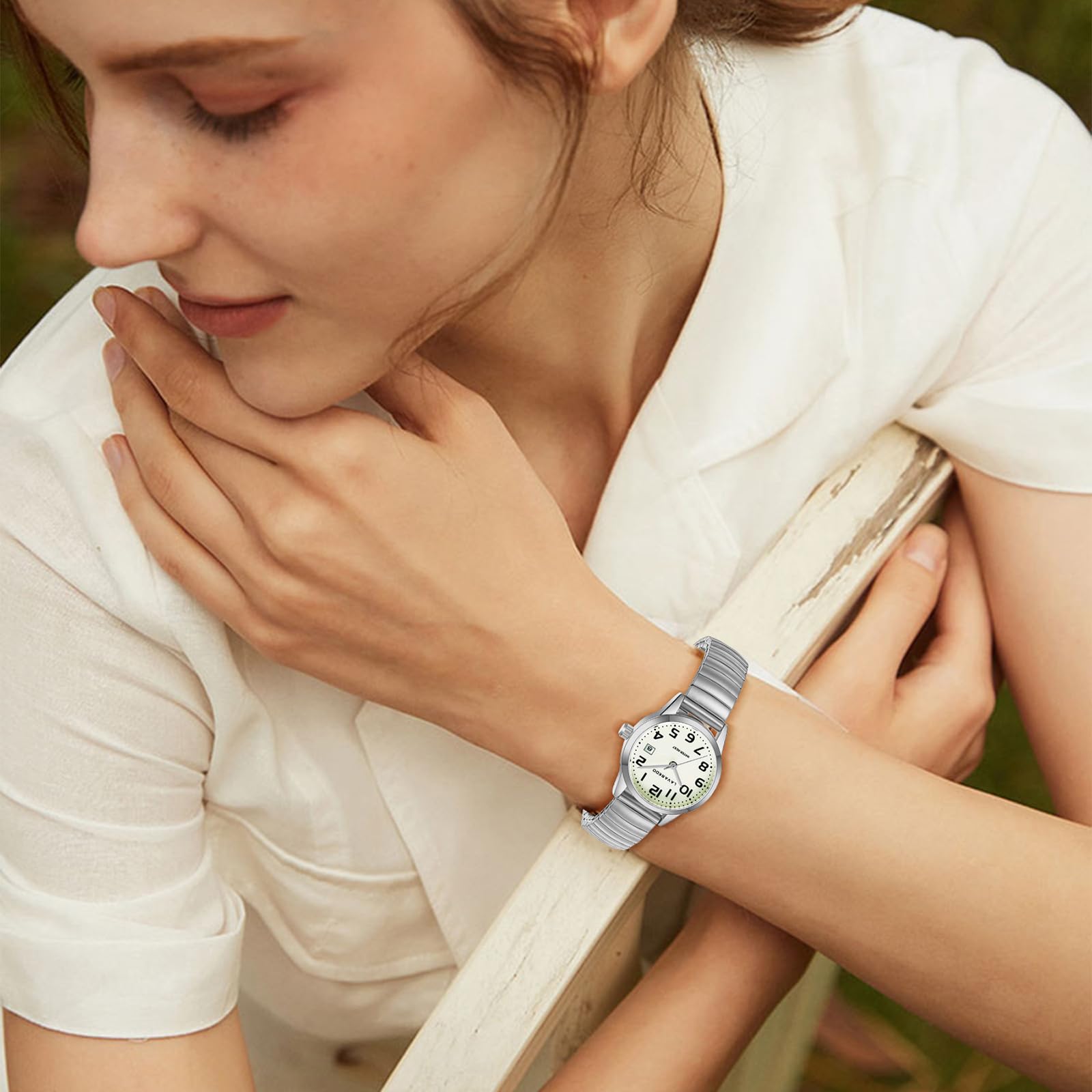 Timever Damen Armbanduhr Quarzuhr Analog mit Edelstahl Zugarmband,Datum,großen Ziffern Leicht ablesbares Zifferblatt,Geschenk für Frau und Freundin