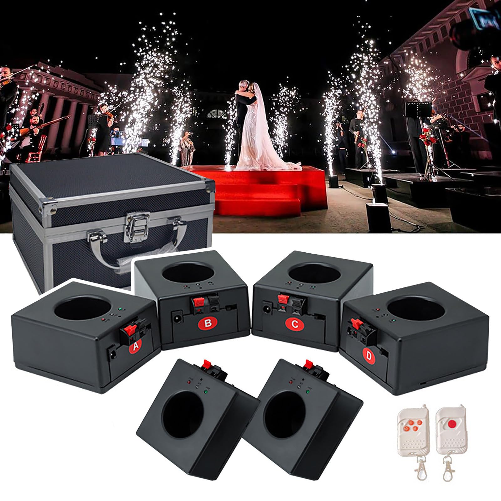KaltfeuerwerksfontäNe, 4/6 StüCk Mini-Kaltfeuerwerkssockel, Mit 2 Kabellosen Fernbedienungen, Recycelbar, FüR Hochzeiten, BüHnen, AuffüHrungen 6PCS