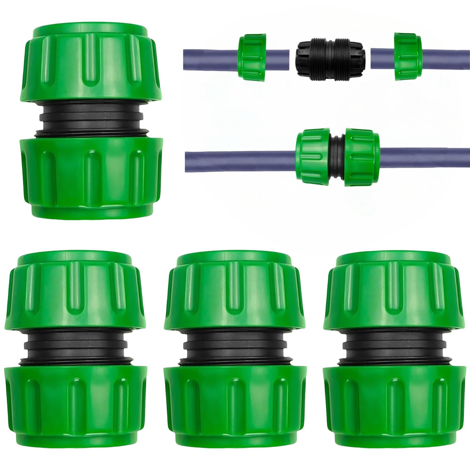 Akiuhen Hose Repair Connector (Green) Hose Repair Connector Extender, Garden Hose Repair Connector, Used To Connect 1/2-Inch Garden Hoses, Quickly Fix Extension Connectors, And Quickly Repair Damaged And Leaking Hoses (Green)