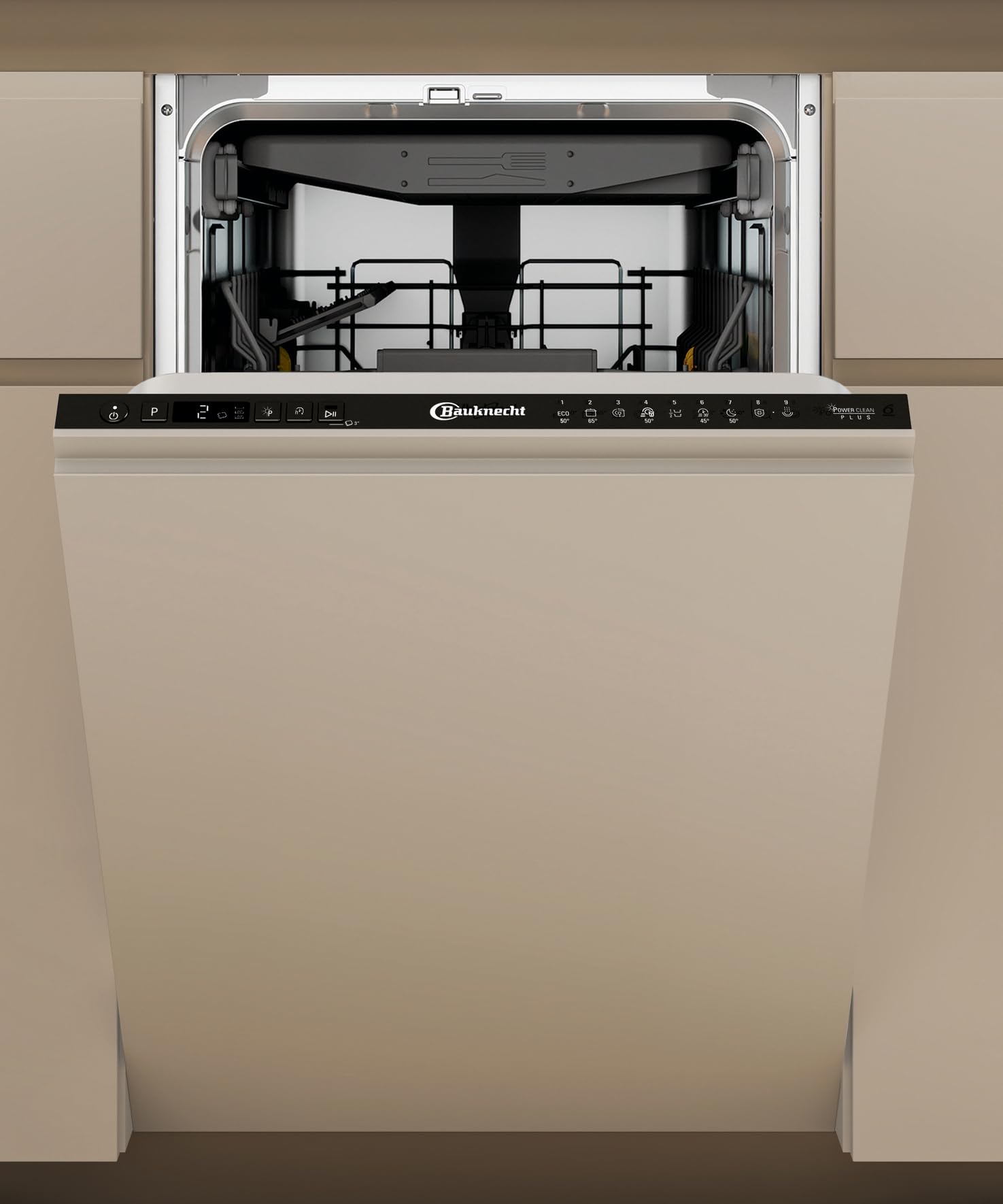Bauknecht BK6IC11BS7LA0 Vollintegrierbarer Geschirrspüler (45 cm)/ ActiveDry/Sensorprogramm/PowerClean/Besteckschublade/Hygiene-Programm/Vollwasserschutz/Light on floor/Startzeitvorwahl