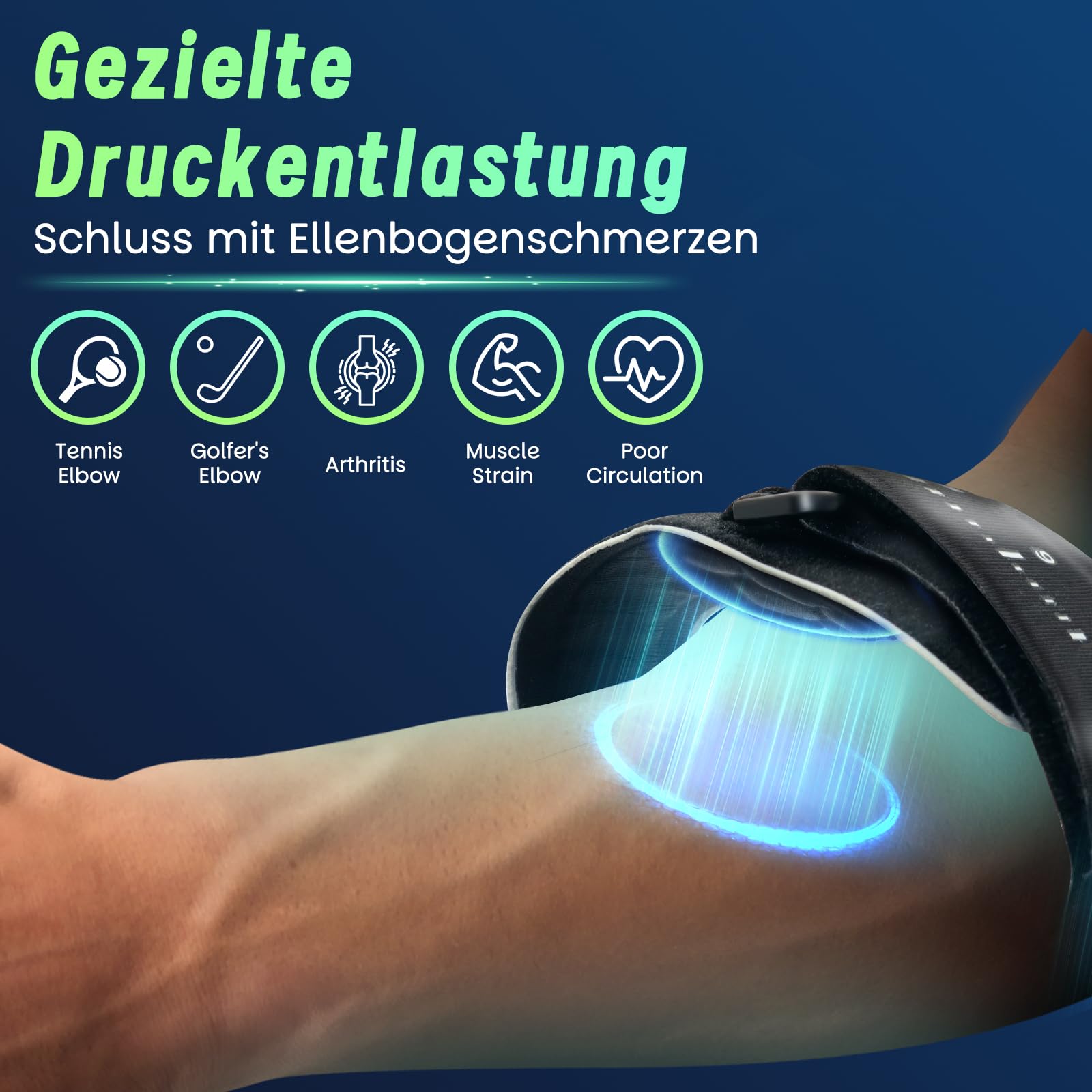 Ellenbogenbandage Tennisarm Bandage Testsieger Leichte Manschette für Tennisarm Golferarm Bandage Rechts und Links mit EVA-Futter Einstellbare Ellbogenschoner Epicondylitis Spange Herren Damen