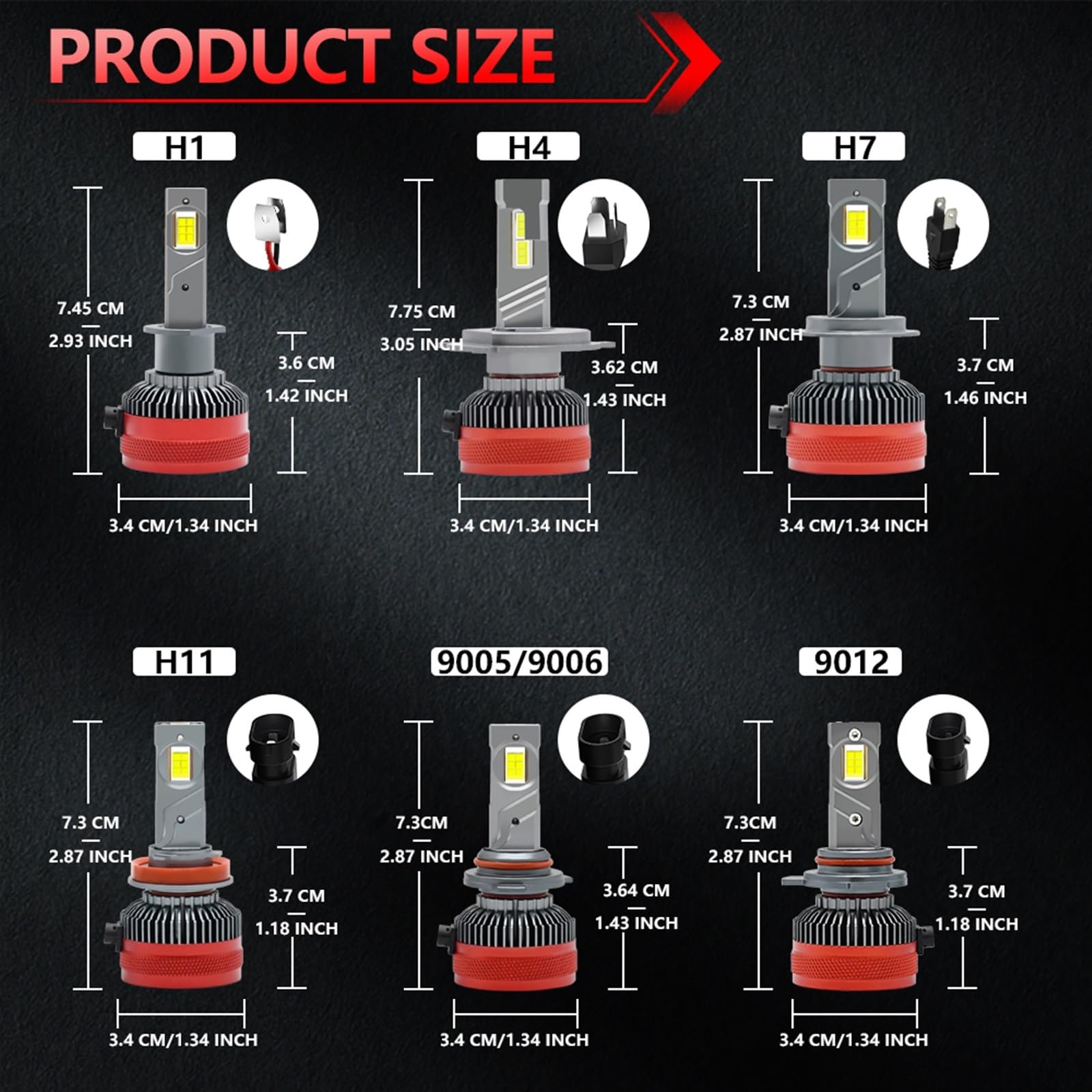 REPYL Lámpara LED for faros delanteros de coche de alta potencia, bombilla LED de 680W, Chip Canbus 7535, 12v, 24v, Canbus 9005 9006 9012 H1 H4 H7 H11 (Size : 350000Lm, Color : H4)