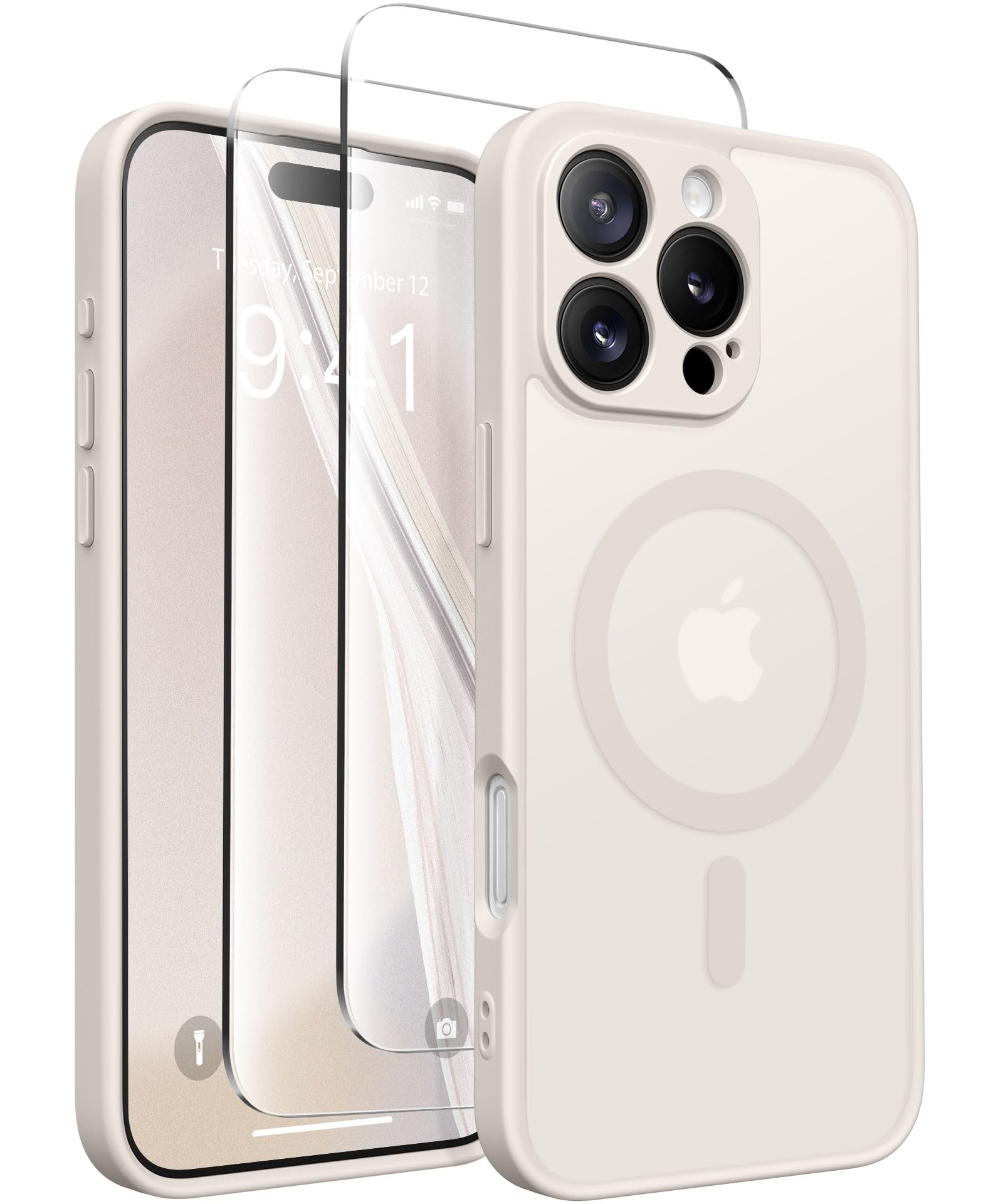 CAPRARO Magnetic Compatible with iPhone 16 Pro Case, Upgraded [Full Camera Protection] [Compatible with MagSafe] Protective Translucent Matte Women