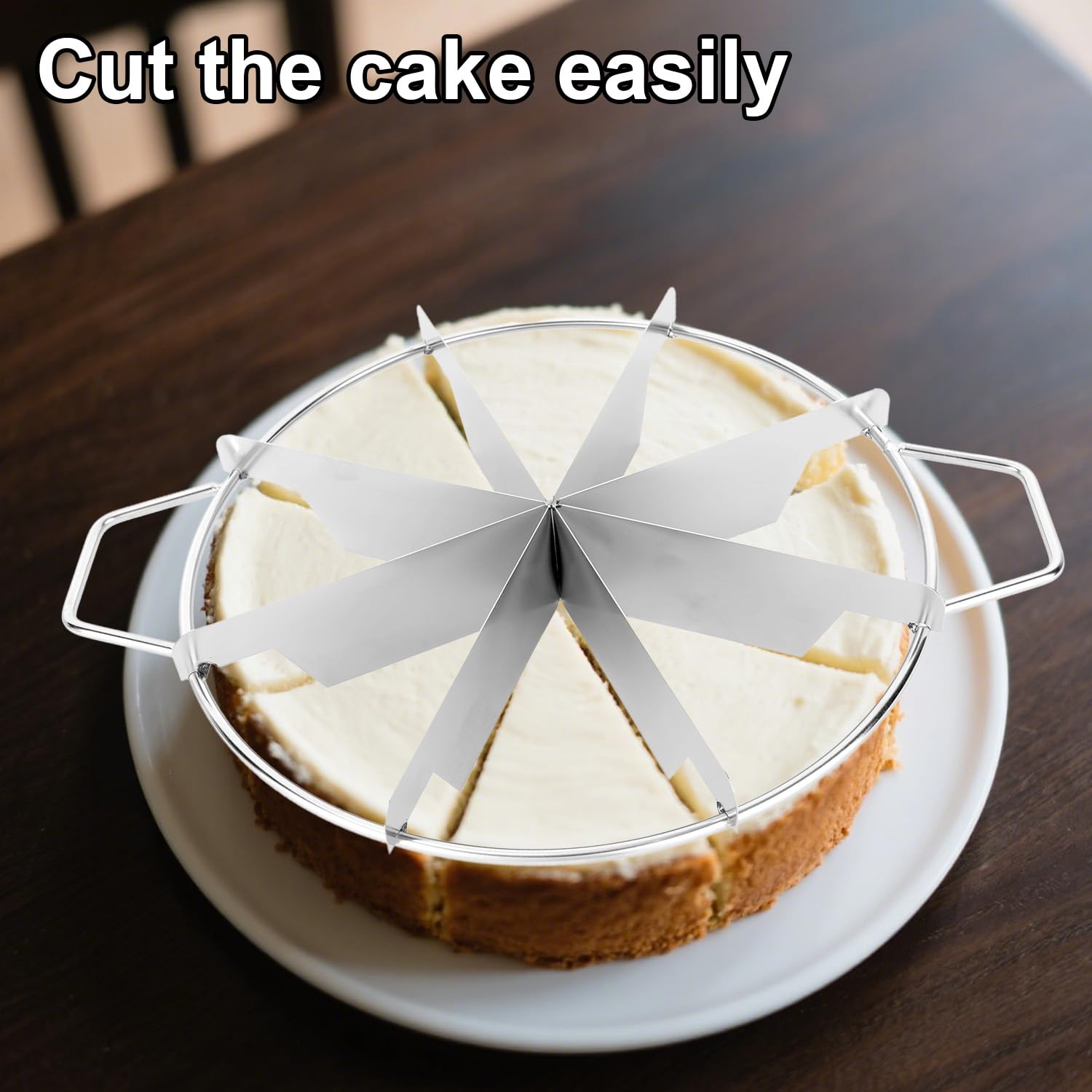 Presse à Découper les Gâteaux à 8 Parts, Coupe-Tartes Ronde en Acier Inoxydable avec Poignées Latérales pour des Portions Uniformes Idéale pour les Boulangeries et la Maison