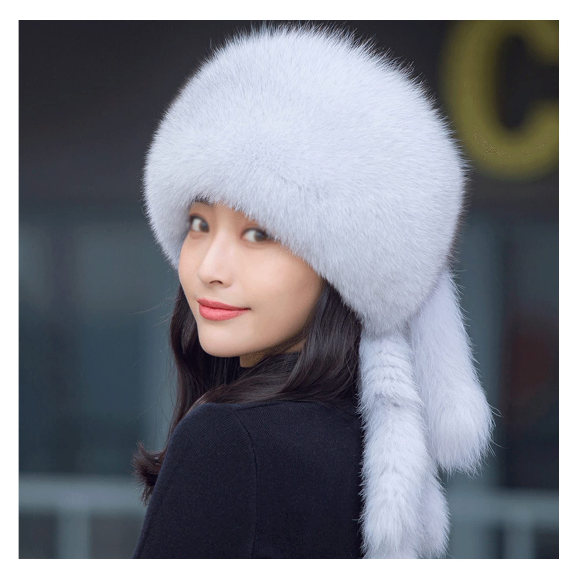 Amazon.co.jp: 女性用冬用ロシアの毛皮帽子、ファッションフェイク 