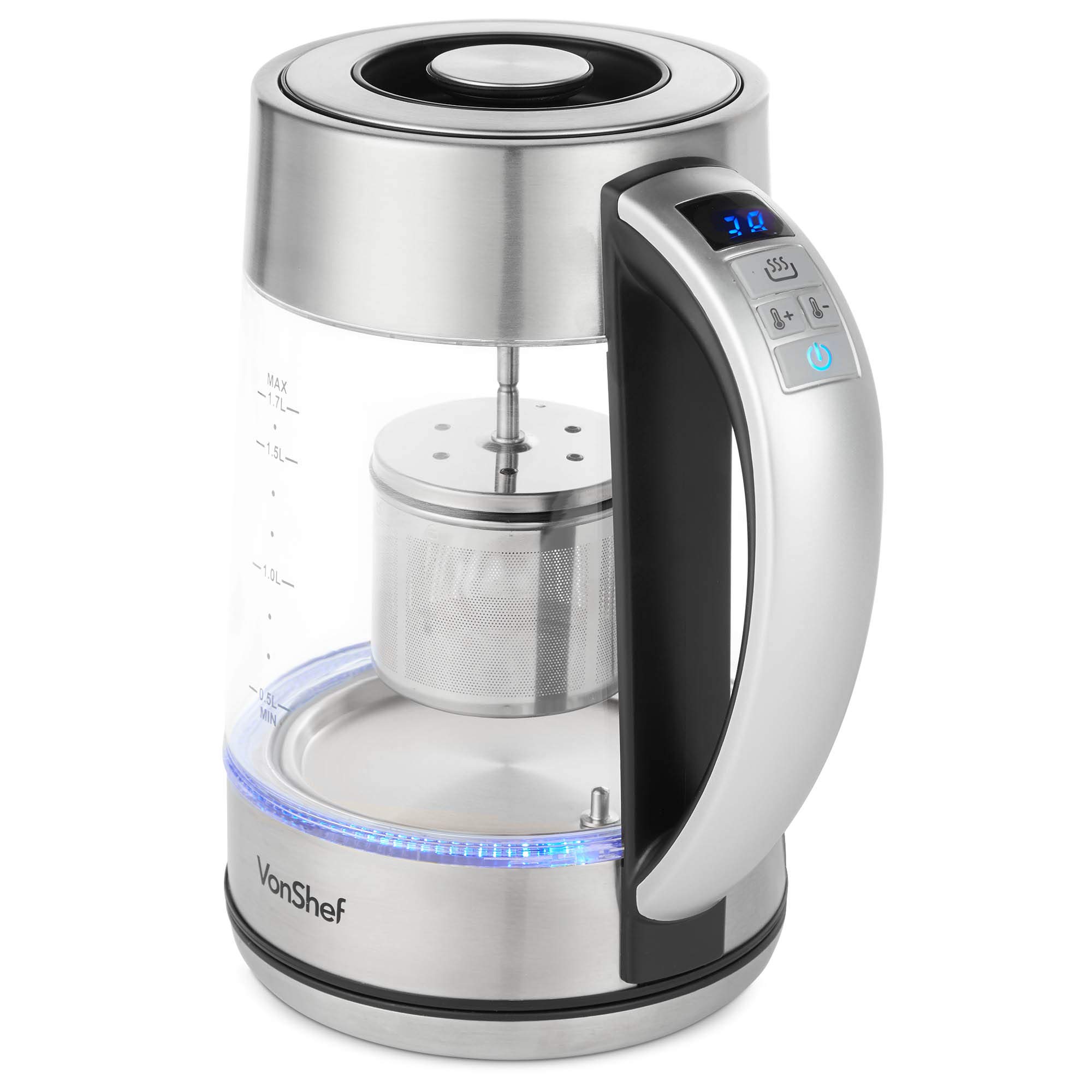 Vonshef 7l Electric Glass Kettle With Tea Infuser Adjustable