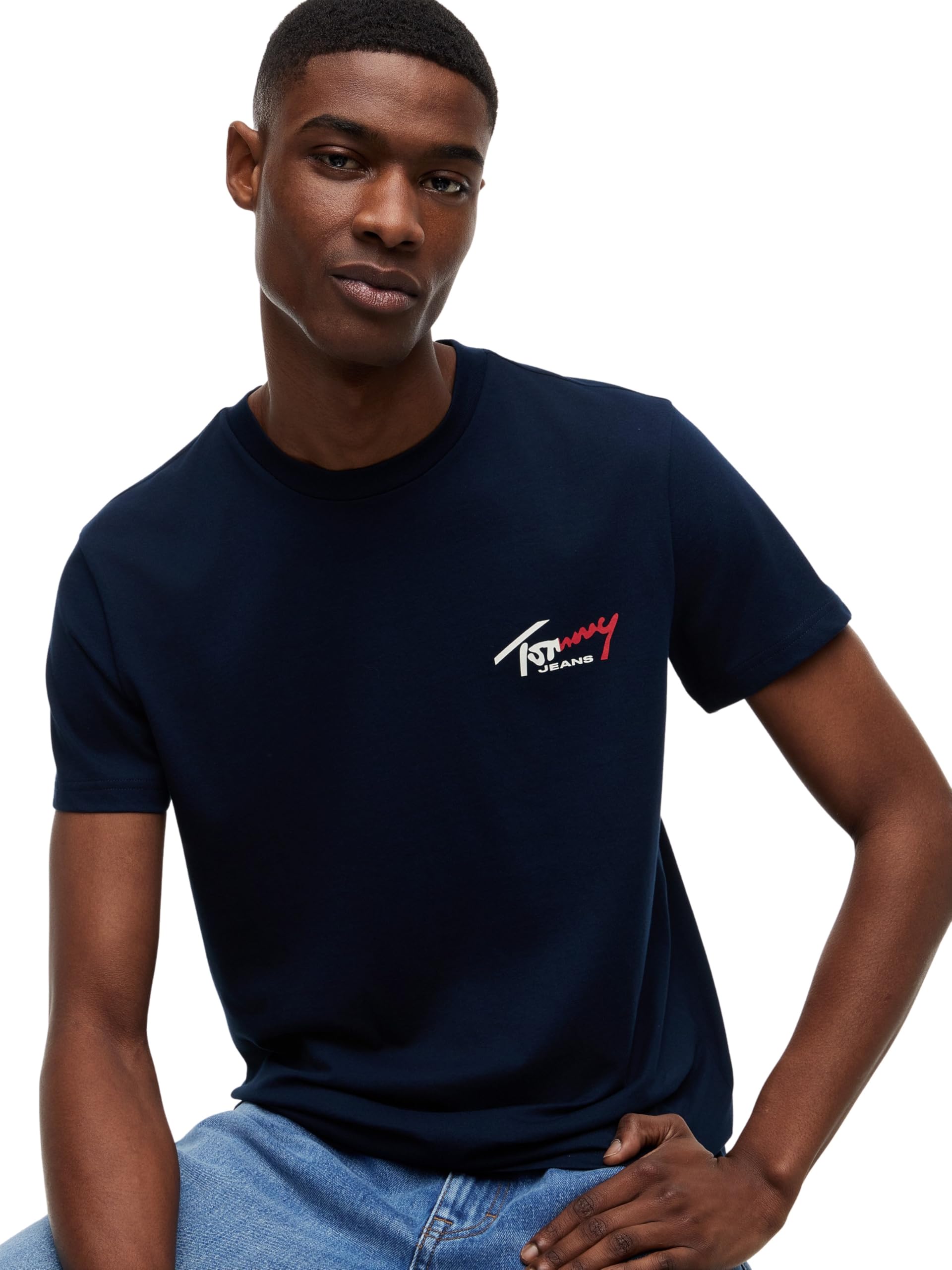 Tommy Jeans Tjm Slim Sign Chest SS Tee Ext Dm0dm22538 Maglietta S/S Uomo (Pacco da 1)