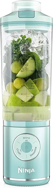 Ninja Blast Max Tragbarer Mixer/Blender/Smoothie Maker, 570 ml, wiederaufladbar, Mixbecher & auslaufsicherer Deckel, 3 Funktionen, Smoothies, Proteinshakes, Meerglas BC251EUMT