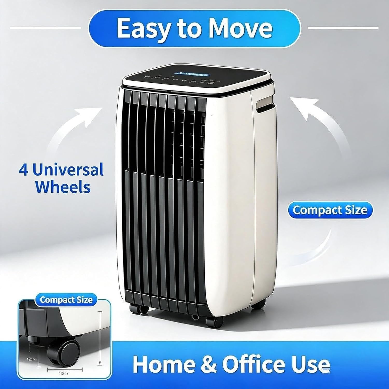 Aire Acondicionado Portátil 14000 BTU 2-en-1 Frío y Calor, Unidad de Climatización Móvil sin Instalación con Ruedas, Enfriador y Calefactor para Salón,, C+hot & Cold 12000 Btu, C+Hot & Cold 12000 BTU