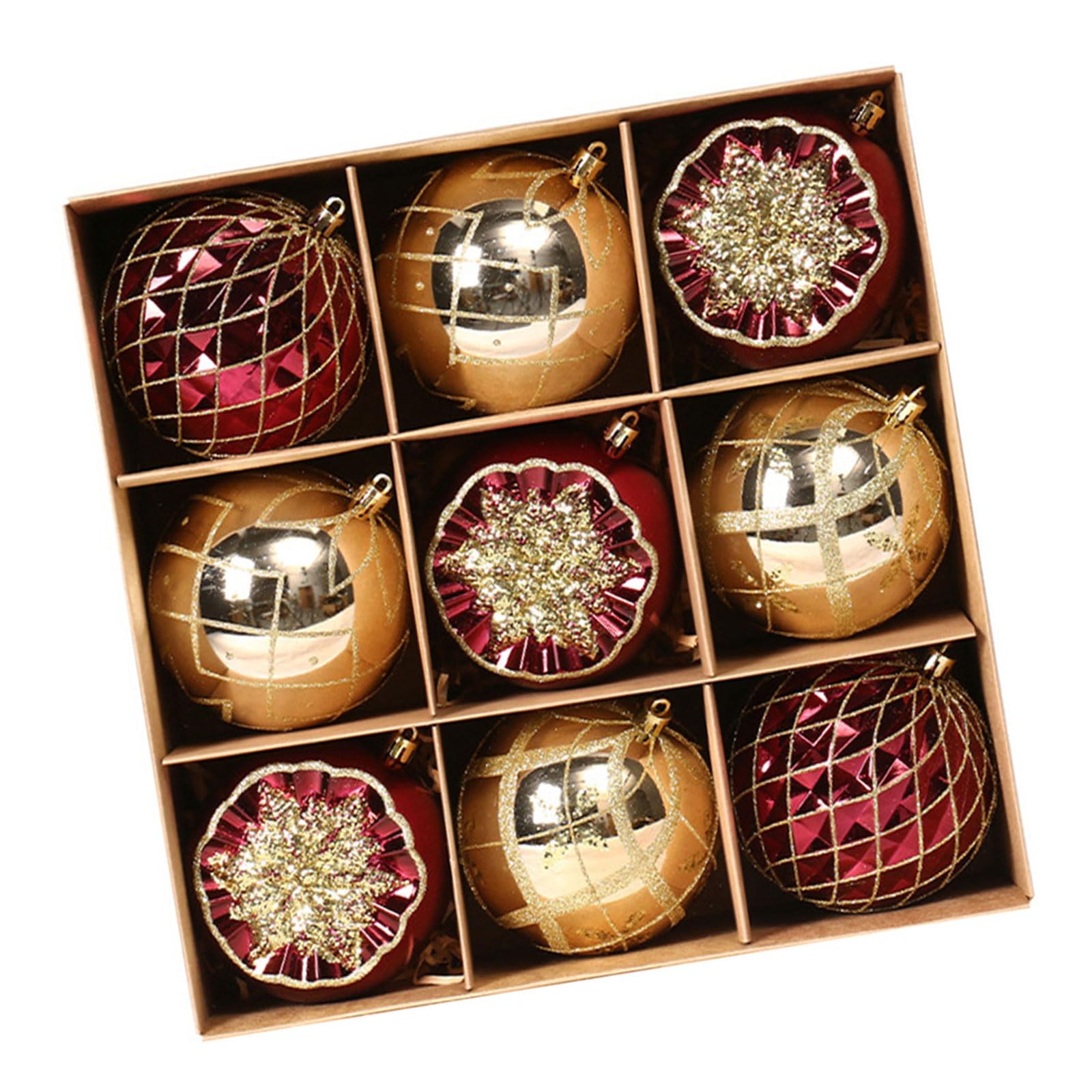 Tsophreniq 9Pcs Hand Painted Festival Sphere Decors Elegant Christmas Tree Decorations Delicate Painted Baubles Ornament Set Hand Christmas Sphere